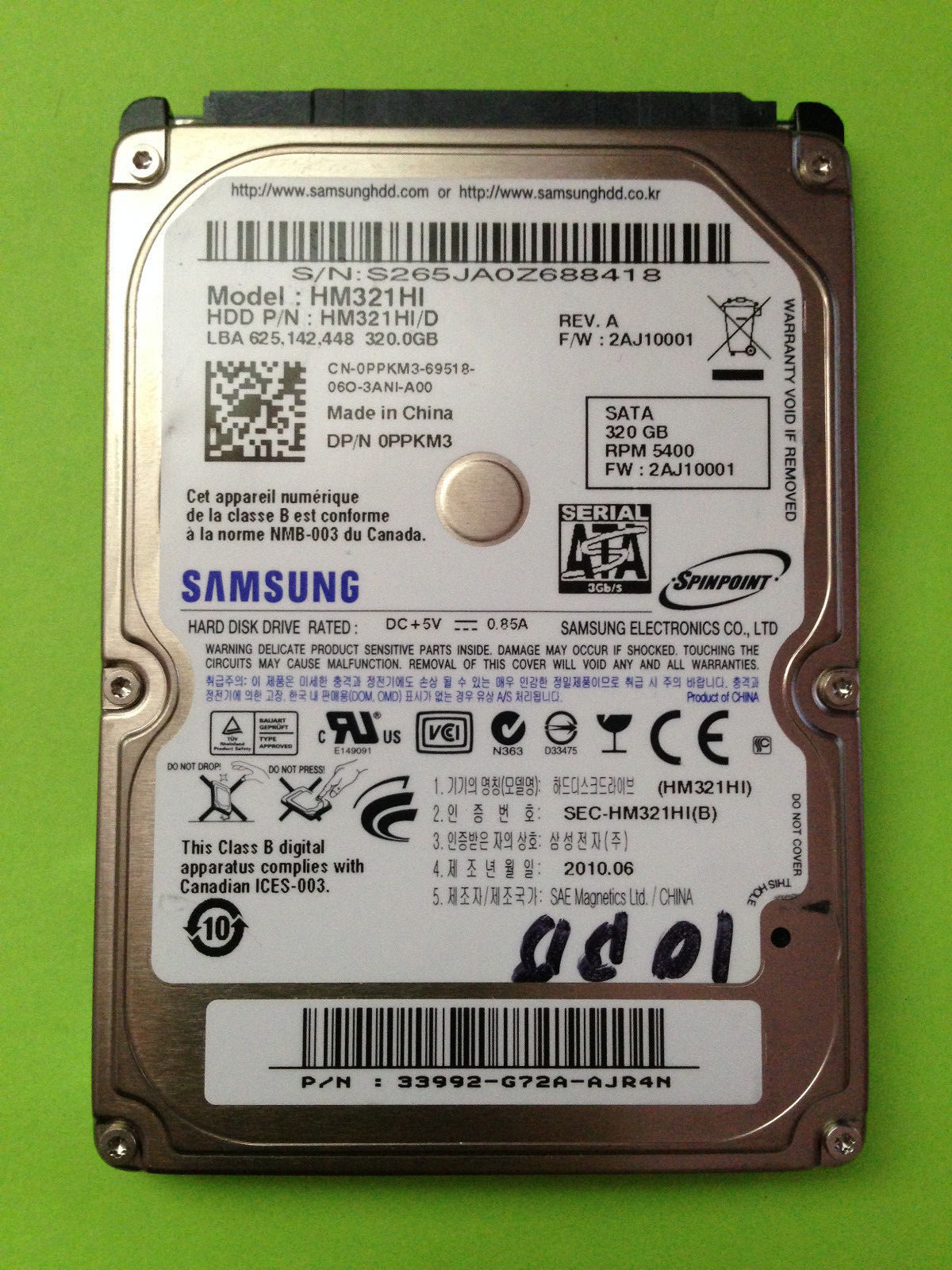 Samsung Spinpoint M7E HM321HI 320GB Internal 5400RPM 2.5" (HM321HI) HDD