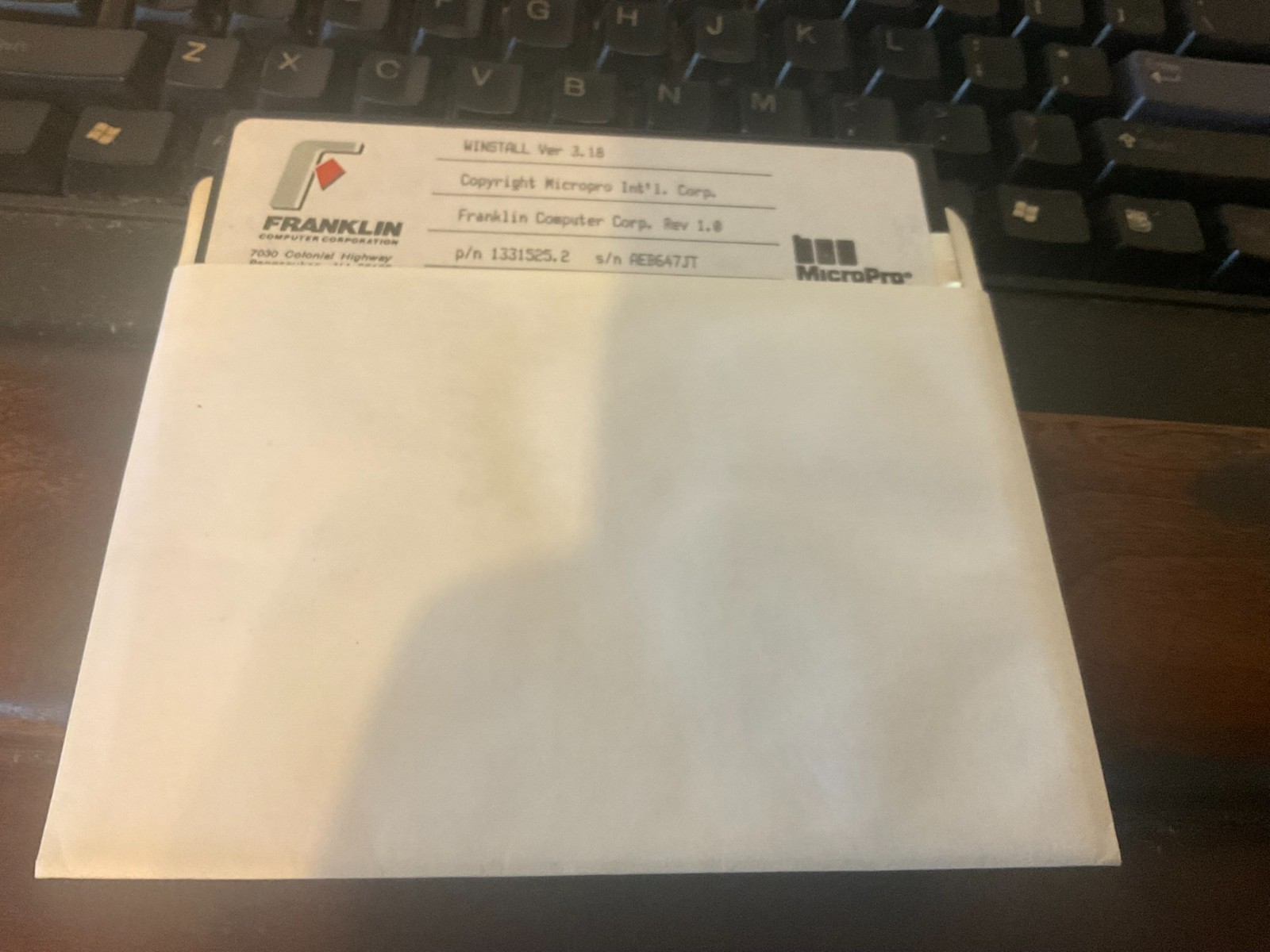 Franklin MicroPro Winstall 1331525.2  Disk