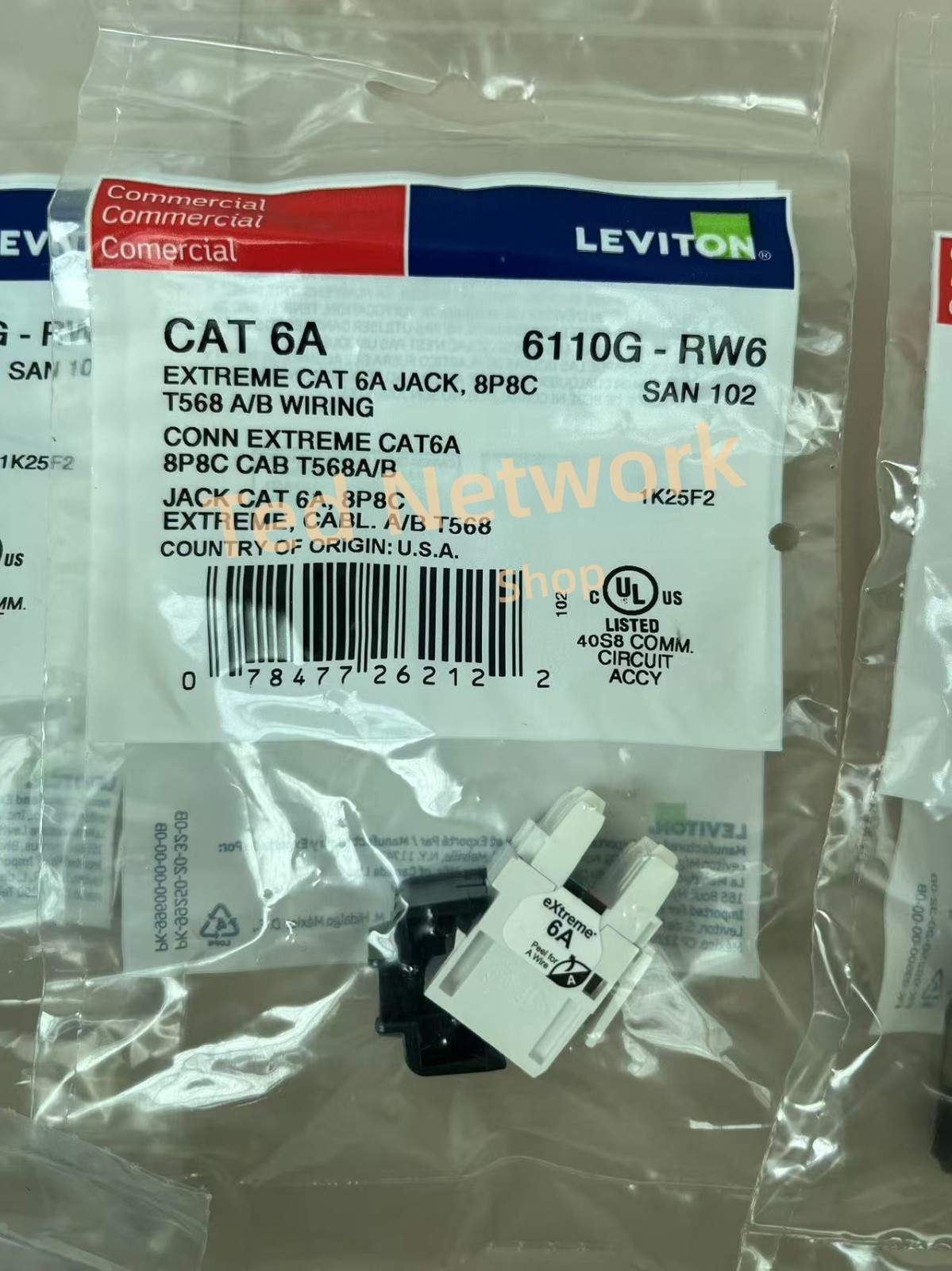10 PACK  Leviton 6110G-RW6 CAT6A Network Jack Extreme white 10 Gigabit Keystone