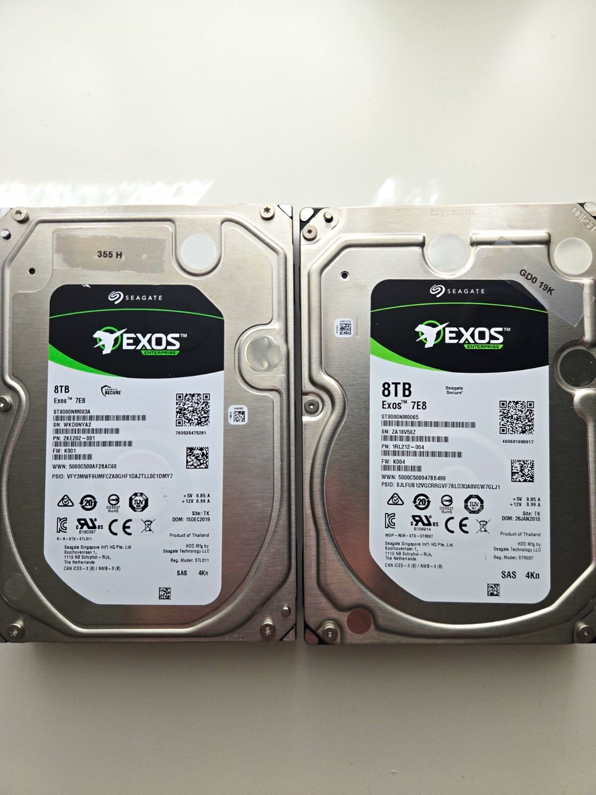 Lot of 2 Seagate Exos 7E8 8TB 3.5in SAS 7200RPM 256MB 12Gbps HDD 