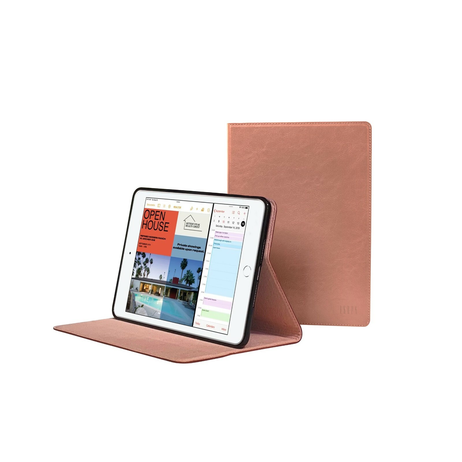 ENAPY iPad Mini 5 Genuine Leather Case w/ Sleep/Wake With/ Without Pencil Holder