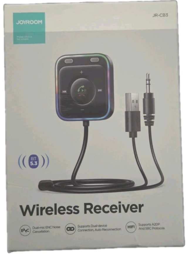 JOYROOM Bluetooth 6.0 AUX Car Adapter, Dual Mics Noise...