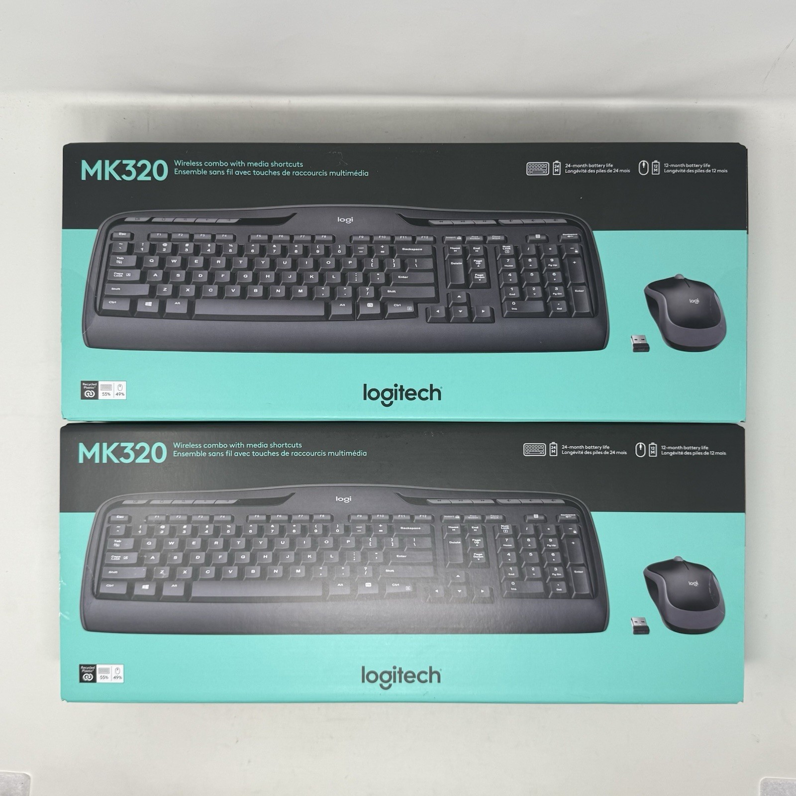 Logitech Wireless Desktop MK320 Cordless Keyboard & Mouse Combo - NEW - 2 PACK
