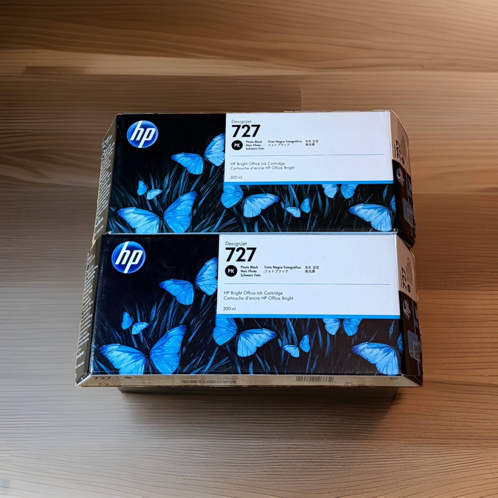 2 Genuine HP Design Jet 727 Photo Black Gray Ink Cartridge F9J79A 300ml Sealed