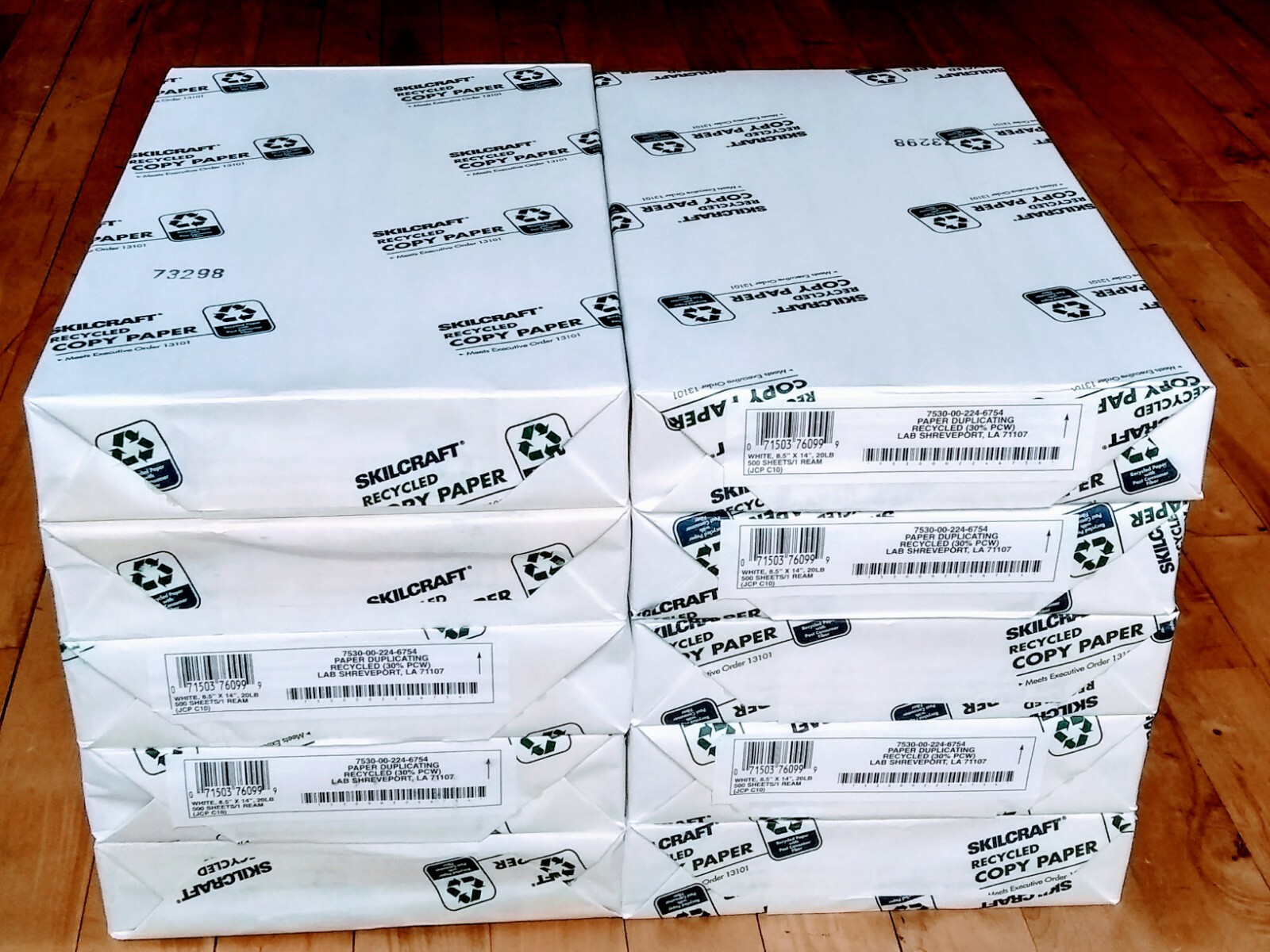 (10 Reams)SKILCRAFT 8-1/2"x 14" White Copying Paper/ Long grain/ 20#/5000 Sheets
