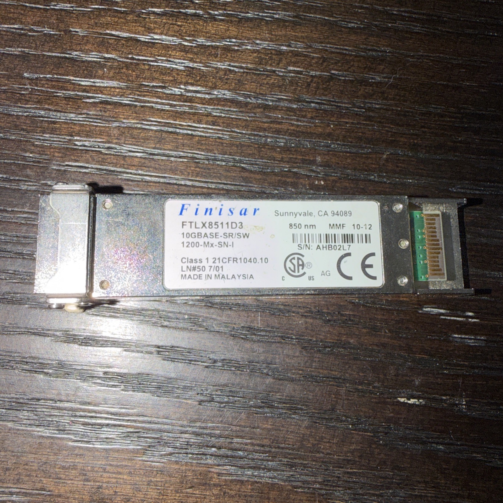 FINISAR FTLX8511D3 10GB 10GBASE-SR/SW 850NM 300M XFP TRANSCEIVER