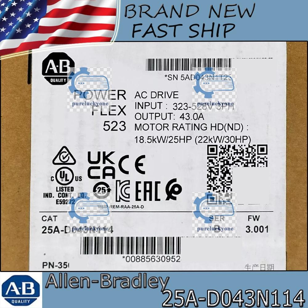 NEW NEW PLC 25A-D043N114 AB PowerFlex 523 22kW (30Hp) AC Drive 25AD043N114