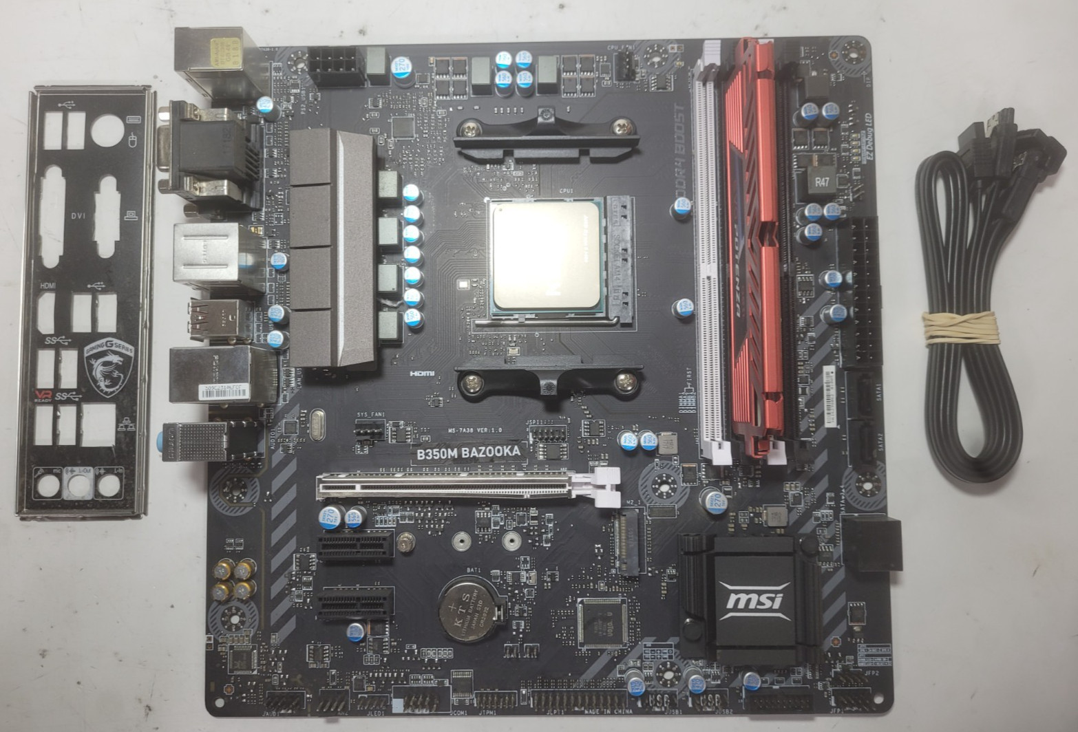 MSi B350M BAZOOKA Motherboard AMD Ryzen 5 1400 8GB RAM, IO Shield # 2163