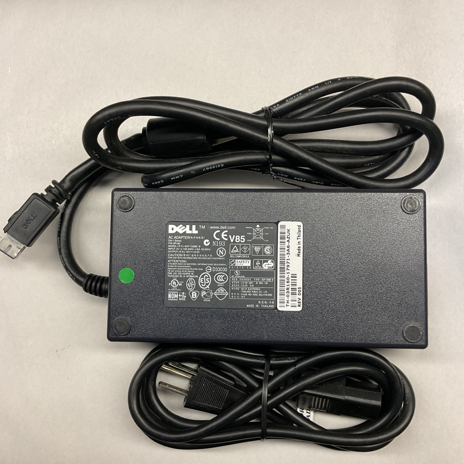 Genuine Dell ADP-150BB B AC Adapter 12V 12.5A Power Charger 3R160 6-Pin w/PC