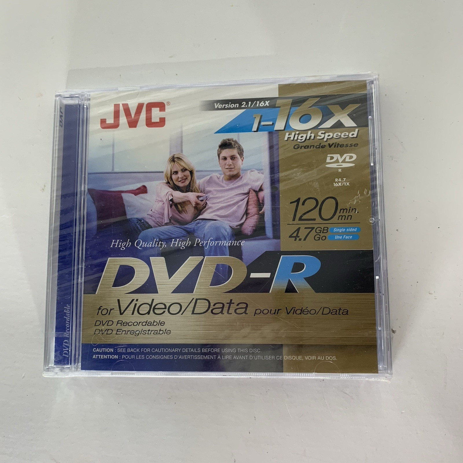 JVC 5-Pack 16x high speed DVD-R recordable DVD's 120 min, 4.7 GB factory sealed