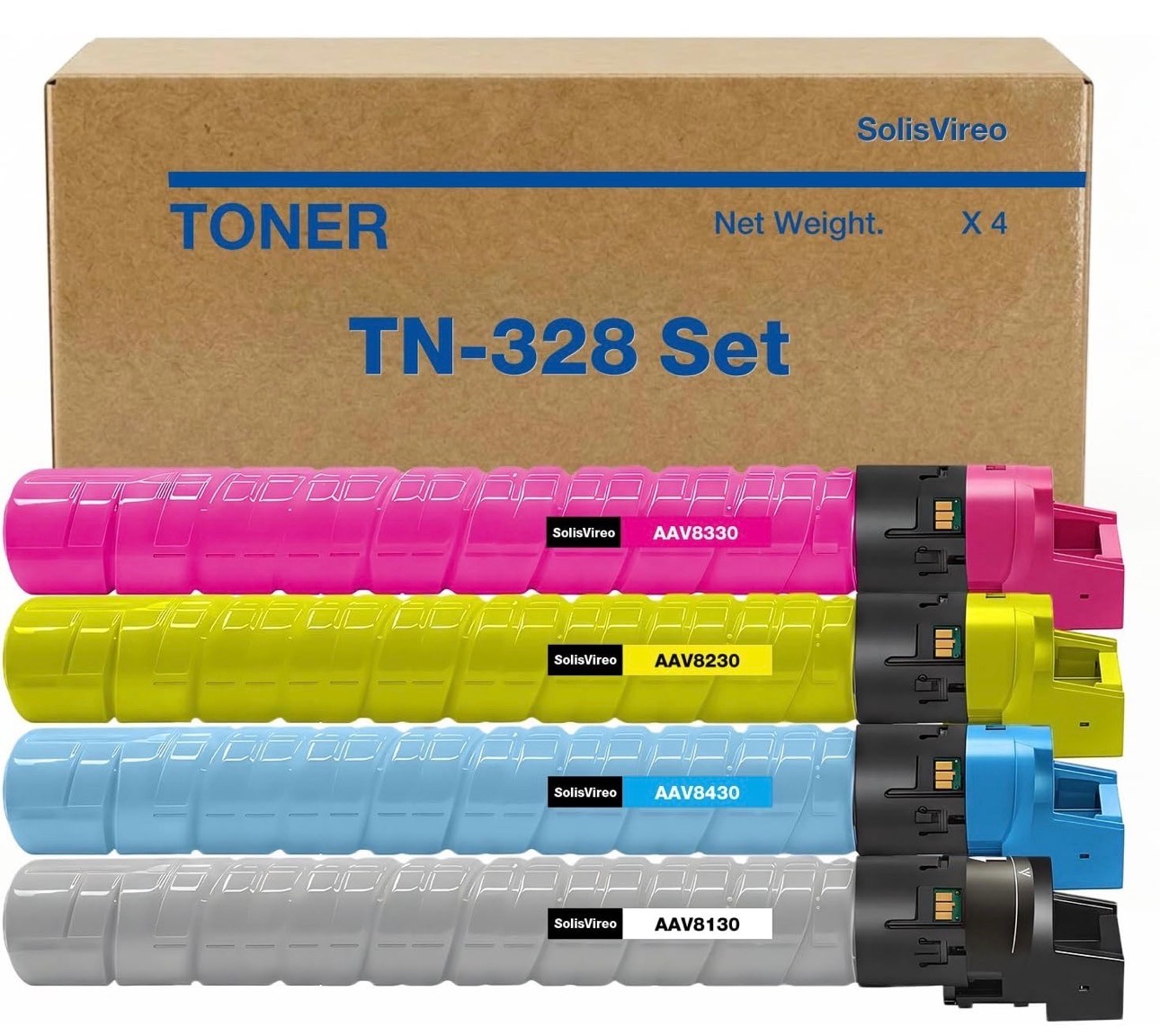TN328 High Toner Cartridge for Bizhub C300i C360i C250i C7130i Printer, 4 Pack
