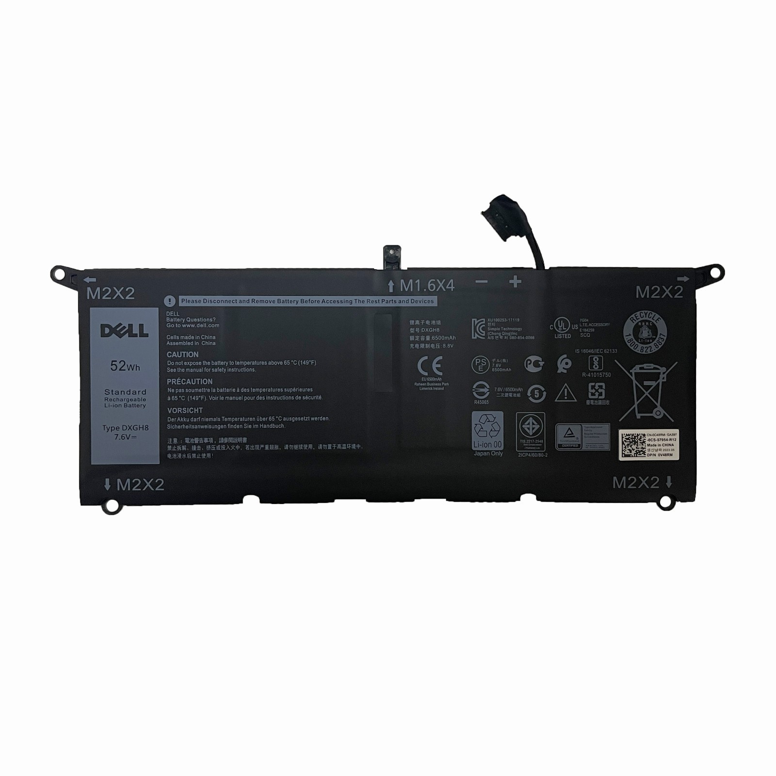 NEW OEM 52Wh DXGH8 Battery For Dell XPS 13 9370 9380 Series H754V V48RM HK6N5