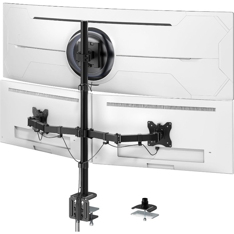 Triple Monitor Mount for Up to 49" Ultrawide and 32" Monitors per Side Arm