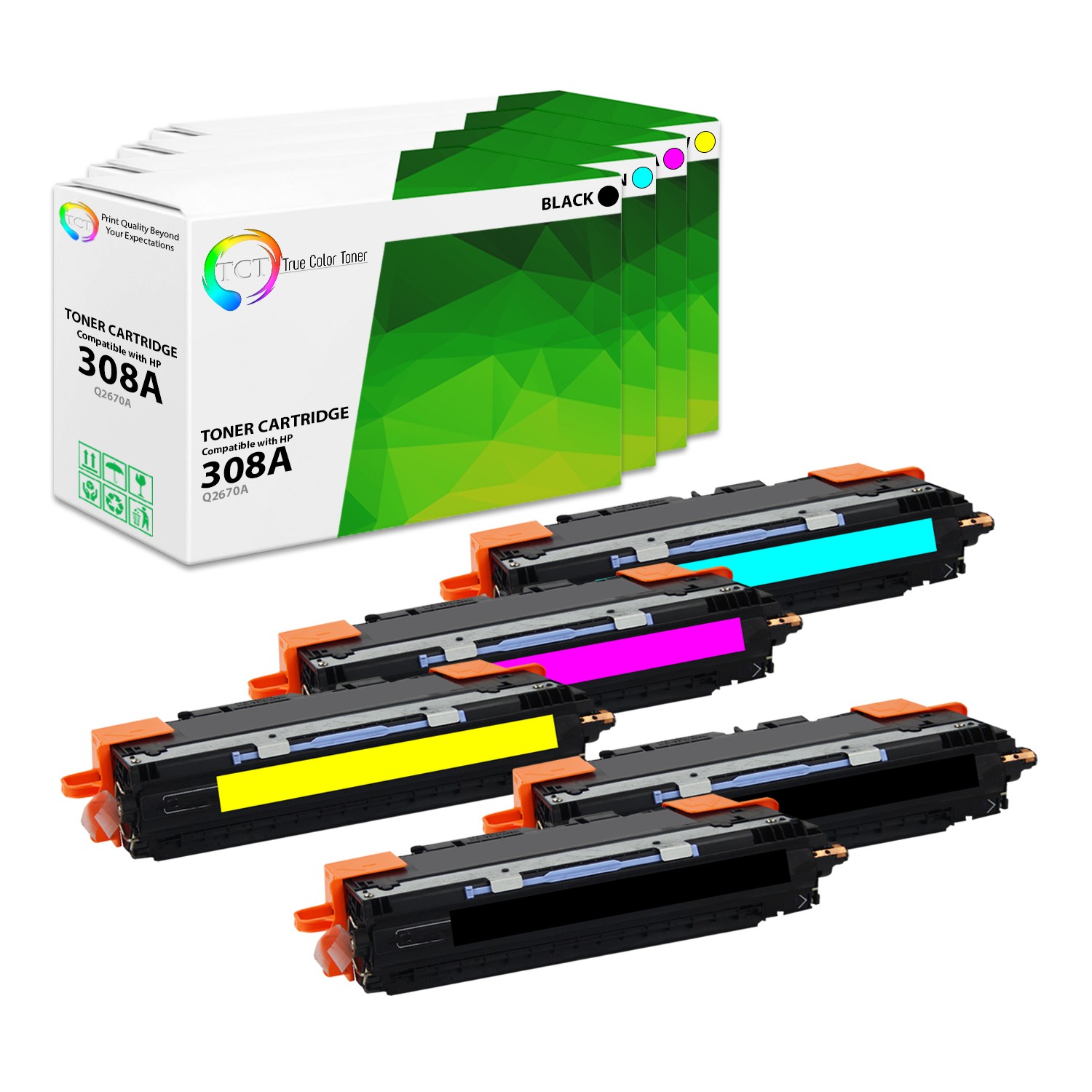 TCT 5PK 308A 309A toner Set Q2670A Q2671A Q2672A Q2673A For HP LaserJet 3500