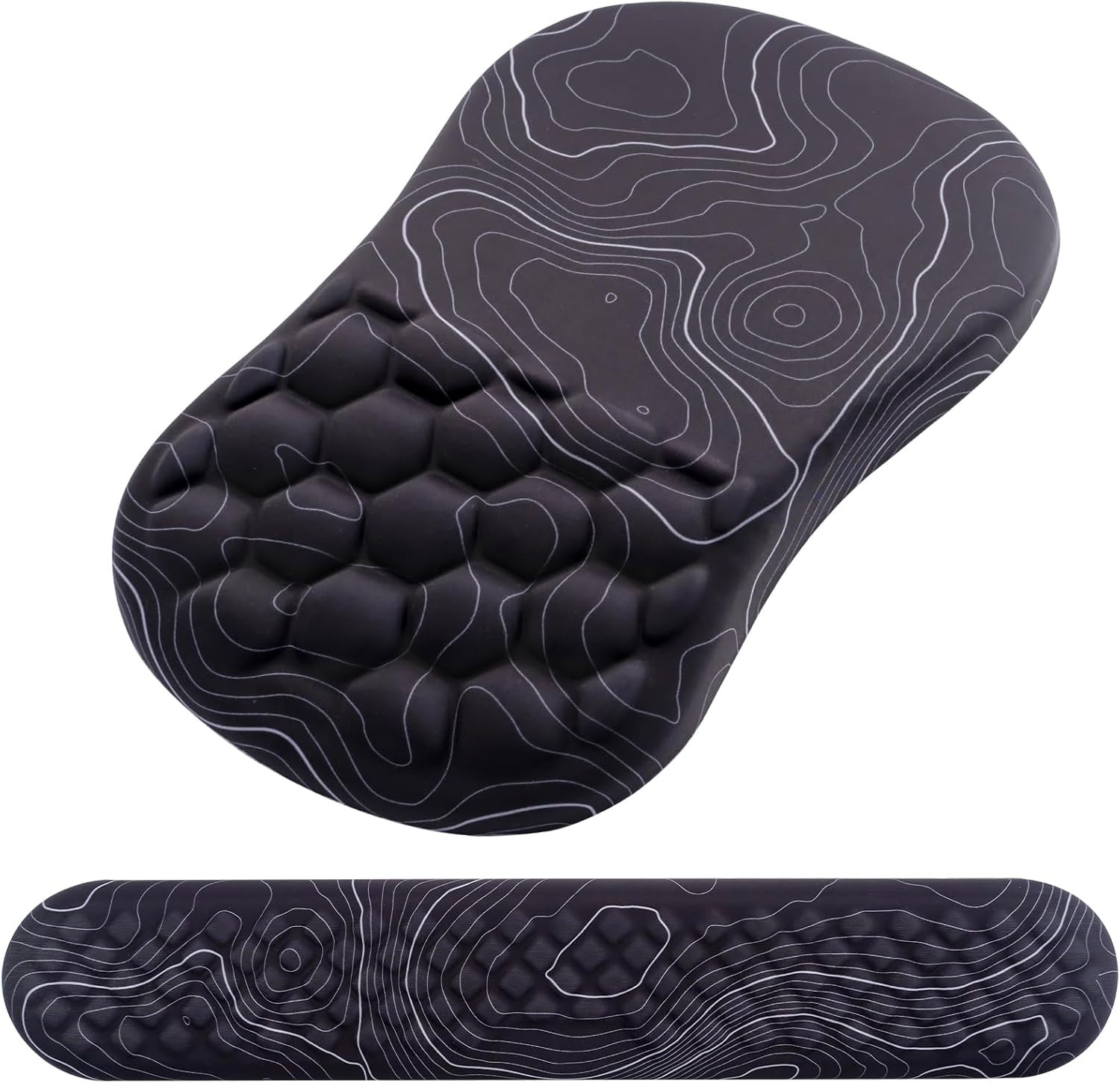 reposamunecas para teclado y mouse pad ergonomico antideslizante negro y blanco
