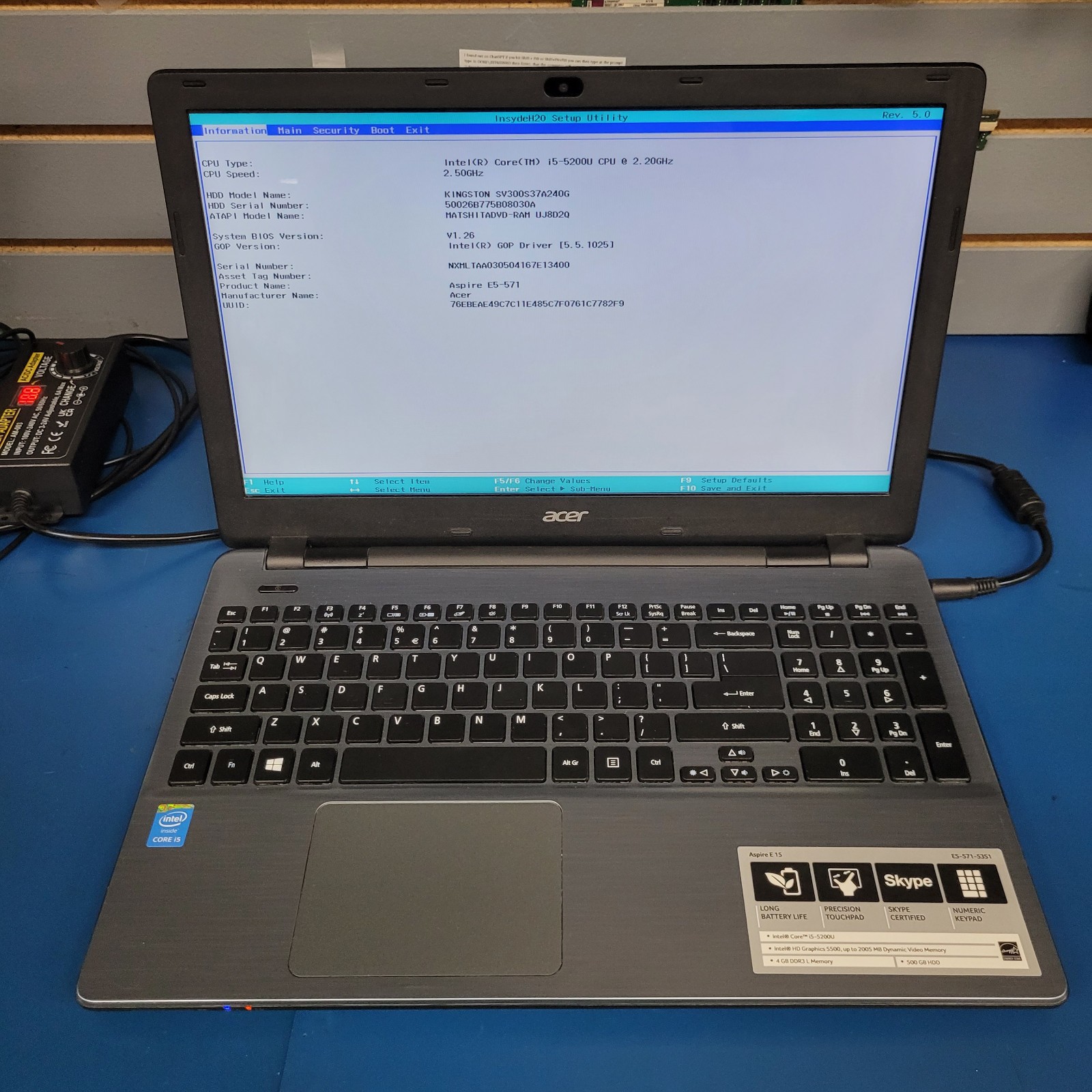 Acer Aspire E5-571-53S1 Intel i5-5200U @2.50 GHz 16GB RAM 250 GB SSD  Windows 11