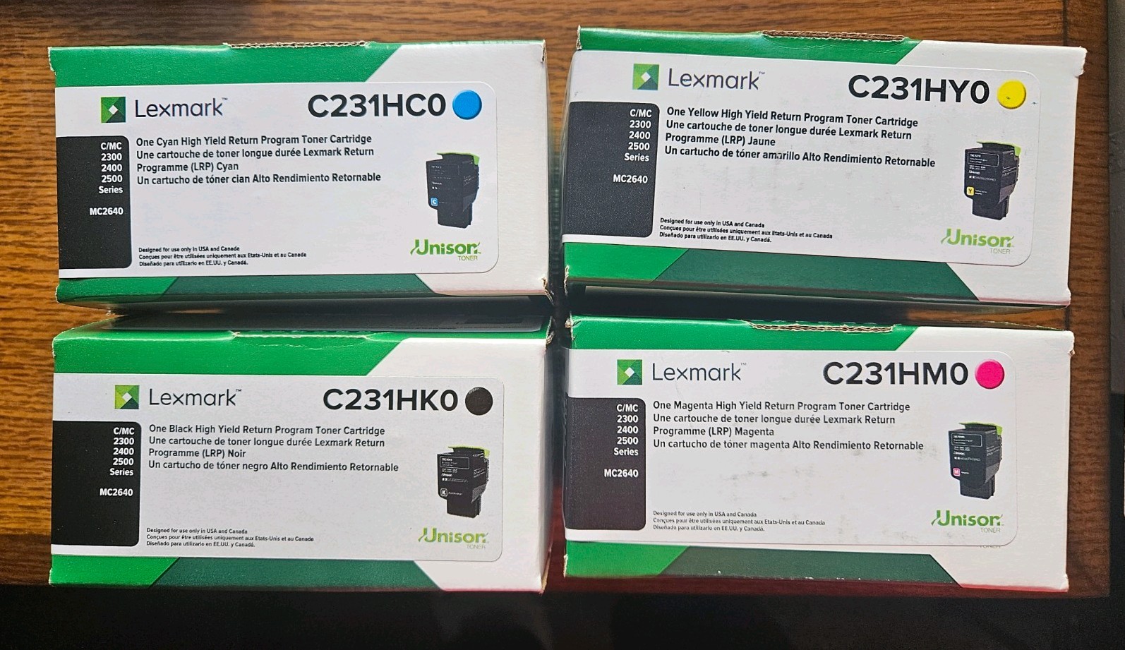 Lot of 4 Lexmark Ink High Yield Toner Cartridge Black Cyan Yellow Magenta NEW