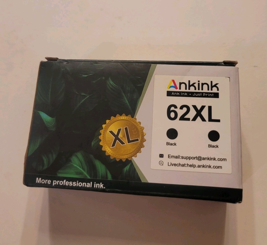 62 XL Ink Cartridge Black 2 Pack- NEW. Open Box Ankink 