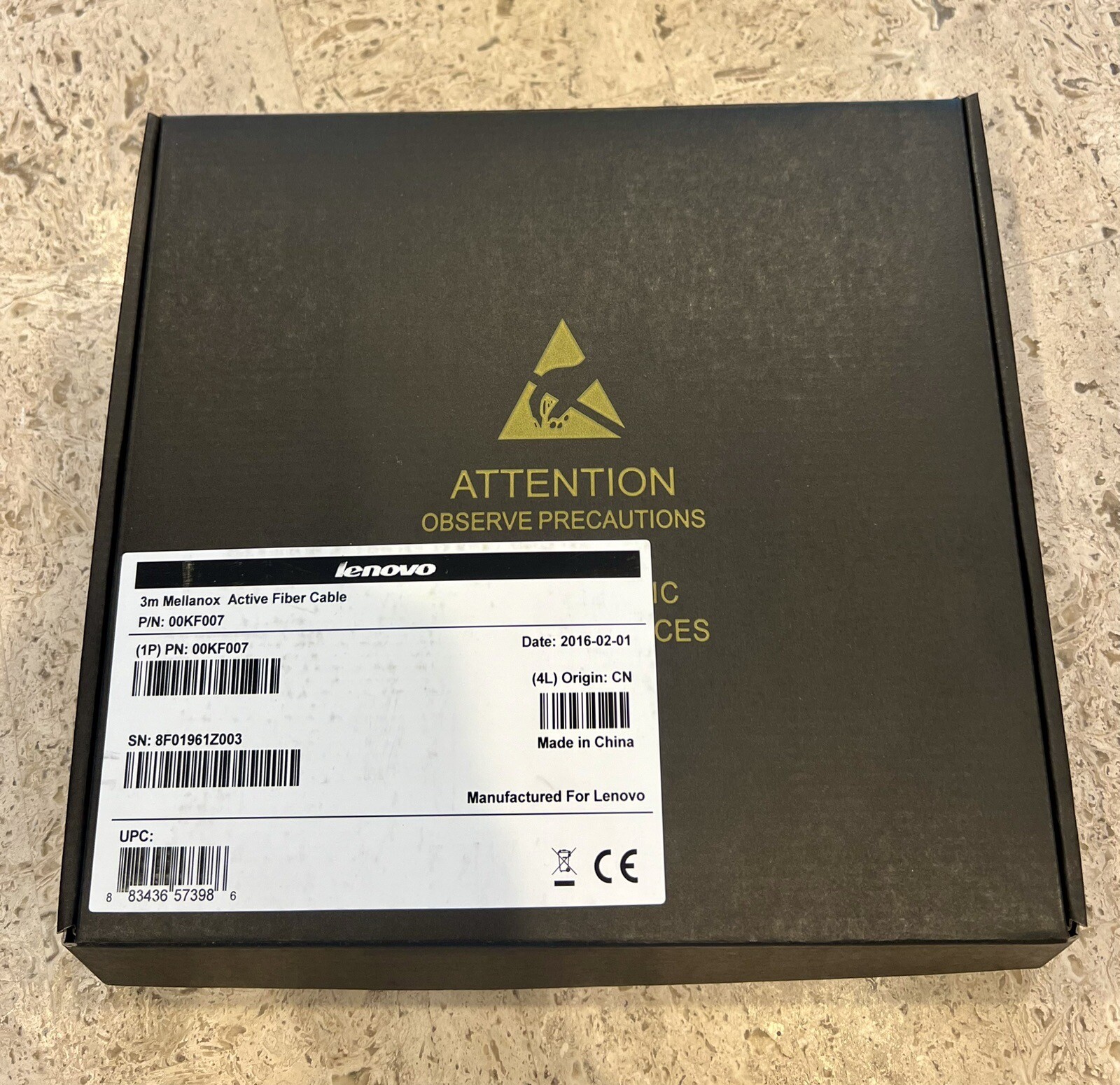 NEW 00KF007 LENOVO 3M MELLANOX IB FDR ACTIVE OPTICAL FIBER CABLE MC220731V-003