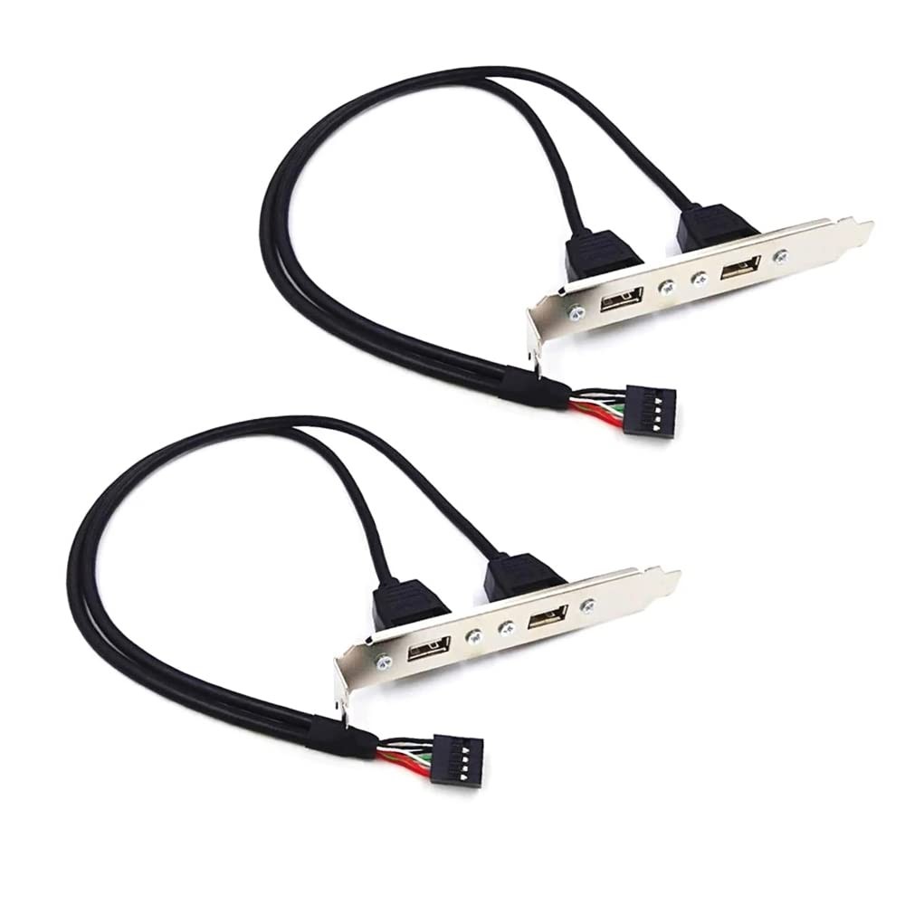 ThtRht 2 Pack Motherboard 9Pin USB to Dual USB2.0 Back Panel Rear Black