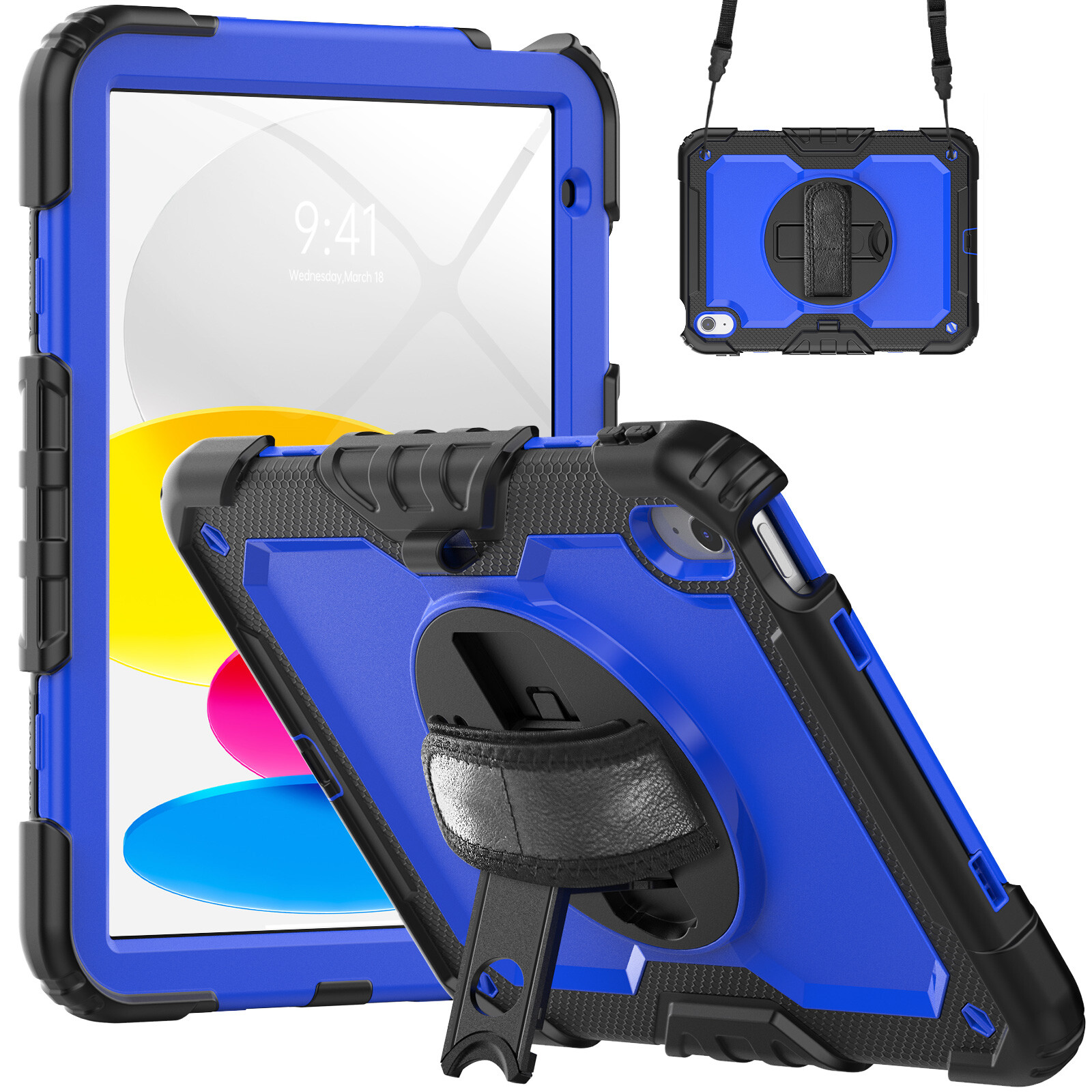 For iPad A16 11th/10th 2025 Gen Heavy Duty Full Body Case Stand Cover with Strap