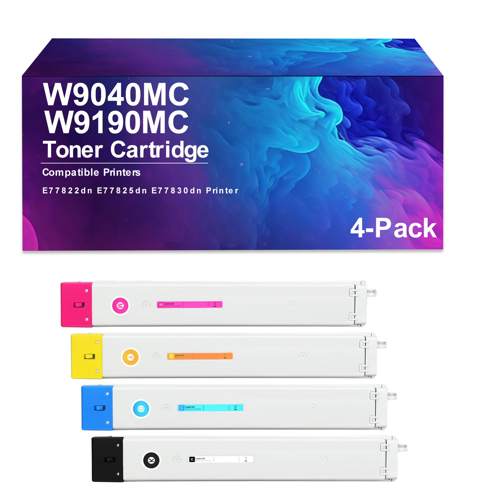w9040MC W9190MC 4 Pack Toner CartridgeCompatible for MFP E77822 E77825 E77830