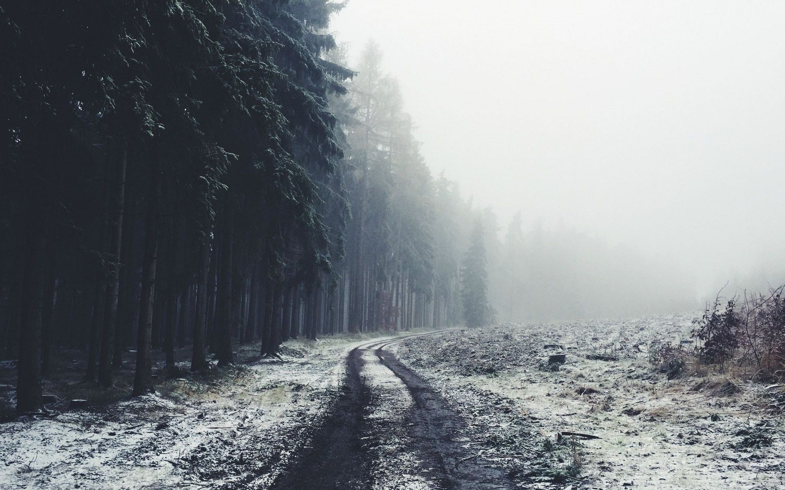Landscape winter road nature mist tracks snow Custom Gaming Mat Desk