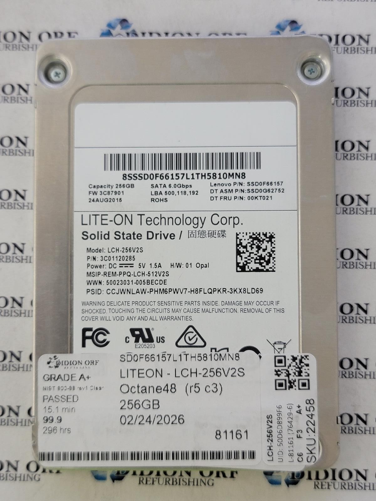 LITEON 256GB 2.5" SATA SSD LCH-256V2S, Grade A+ SKU 22458
