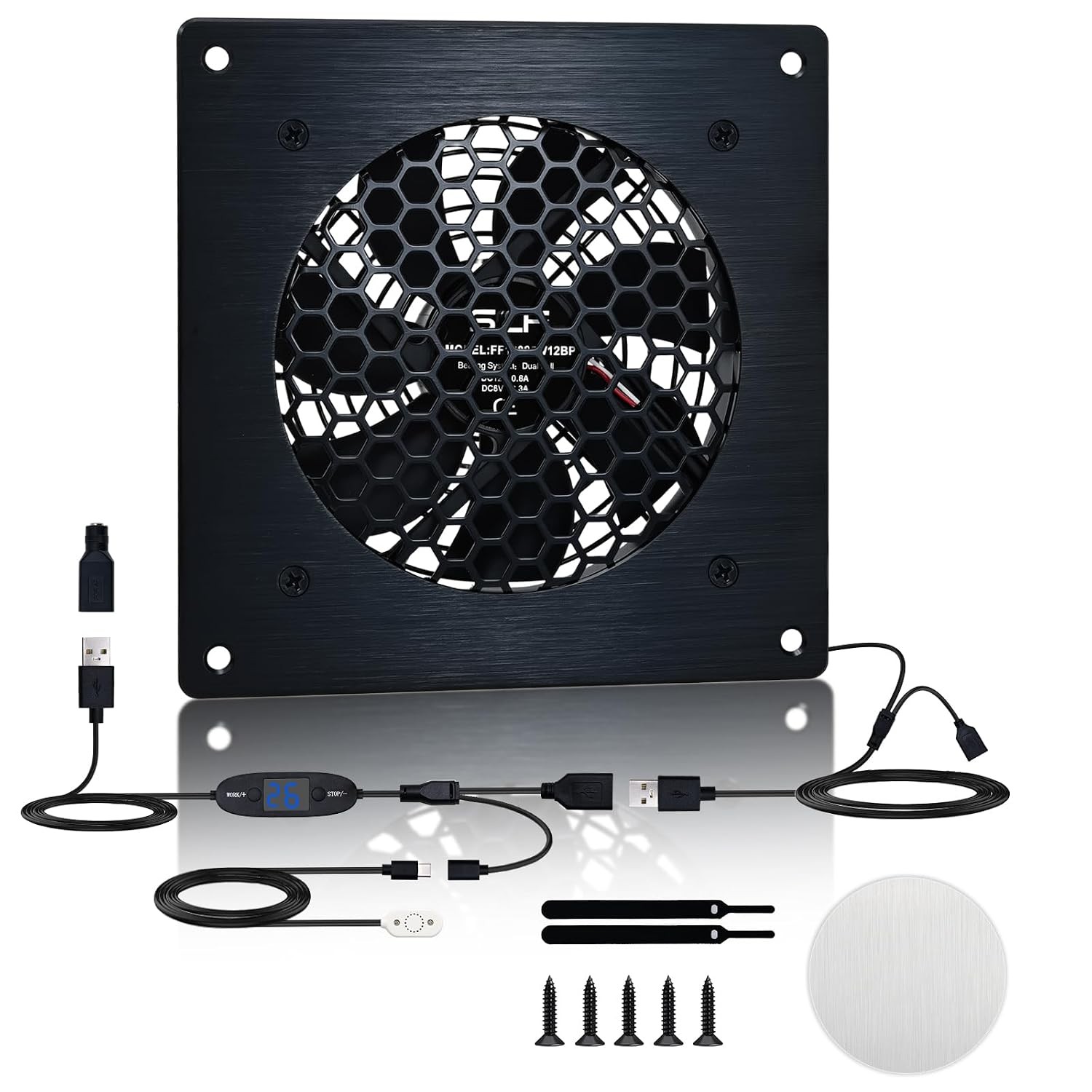 120mm Thermostat-Controlled Cabinet Cooling Fan – 5V/12V Dual Voltage 10-Speed