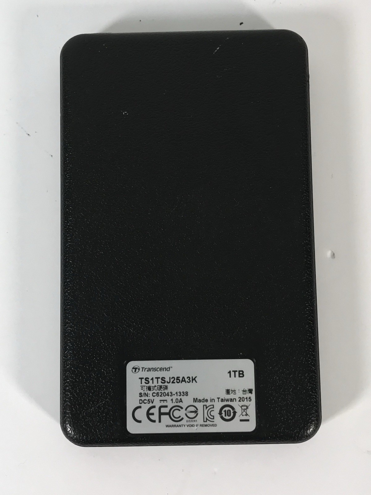 Transcend 1TB StoreJet 25A3 External Hard Drive USB 3.0 Black TS1TSJ25A3K TESTED