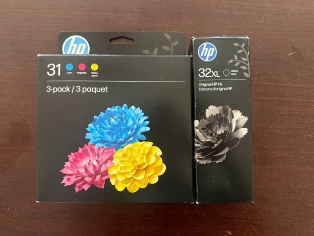 Genuine HP 32XL Black 31 CYM Cyan/Magenta/Yellow Original Ink Bottles Exp 2029