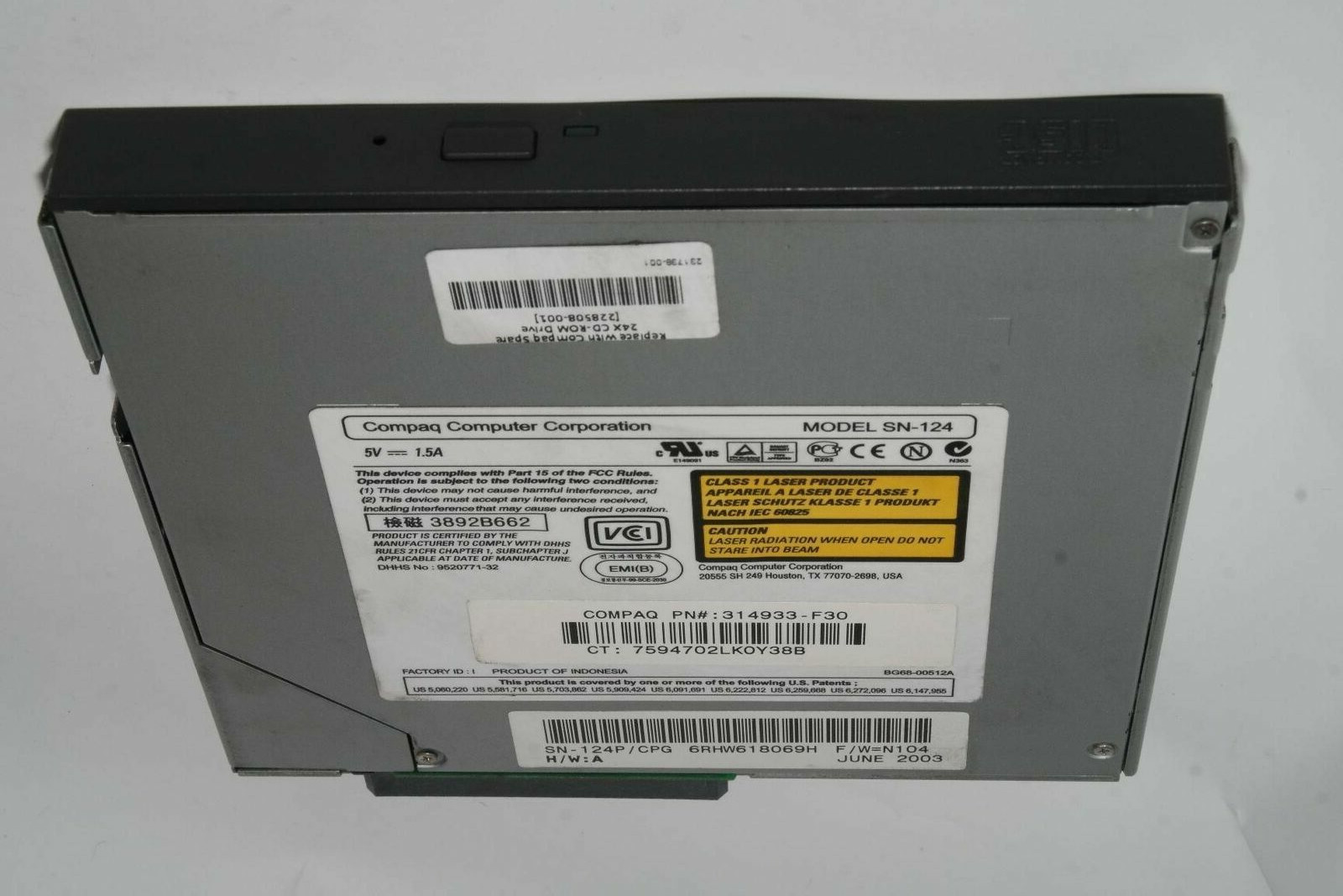 HP DL360 DL385 G5 DL580 Slimline CD-ROM 228508-001