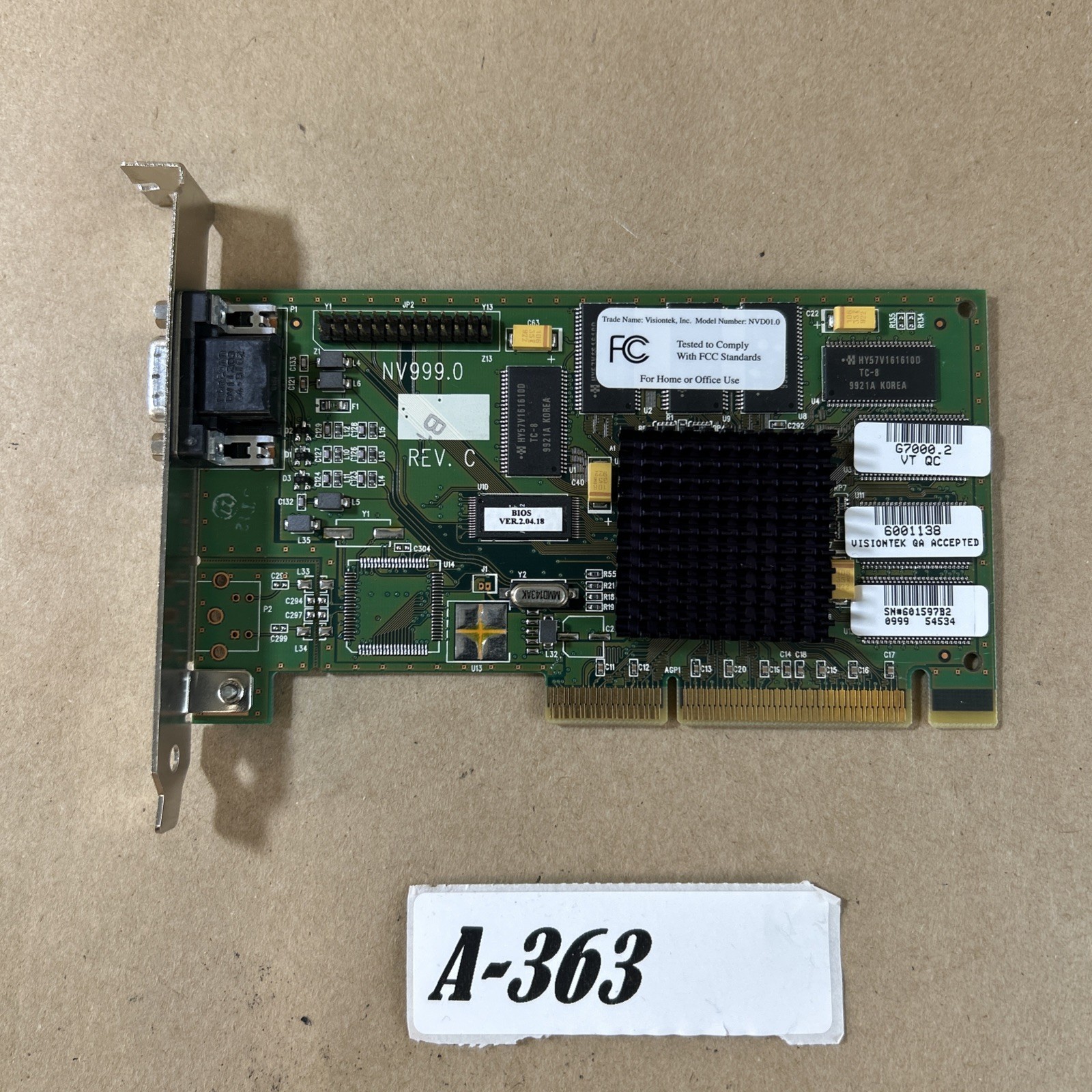 Gateway VisionTek NVD01.0 AGP VGA Video Card 16MB NVIDIA NV4 Vintage PC