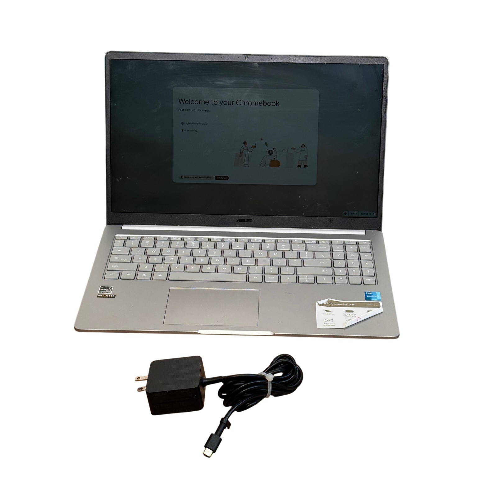 Asus Chromebook CX15 CX1505CKA Intel Celeron N4500 1.1GHz 4GB RAM 128GB SSD 15.6