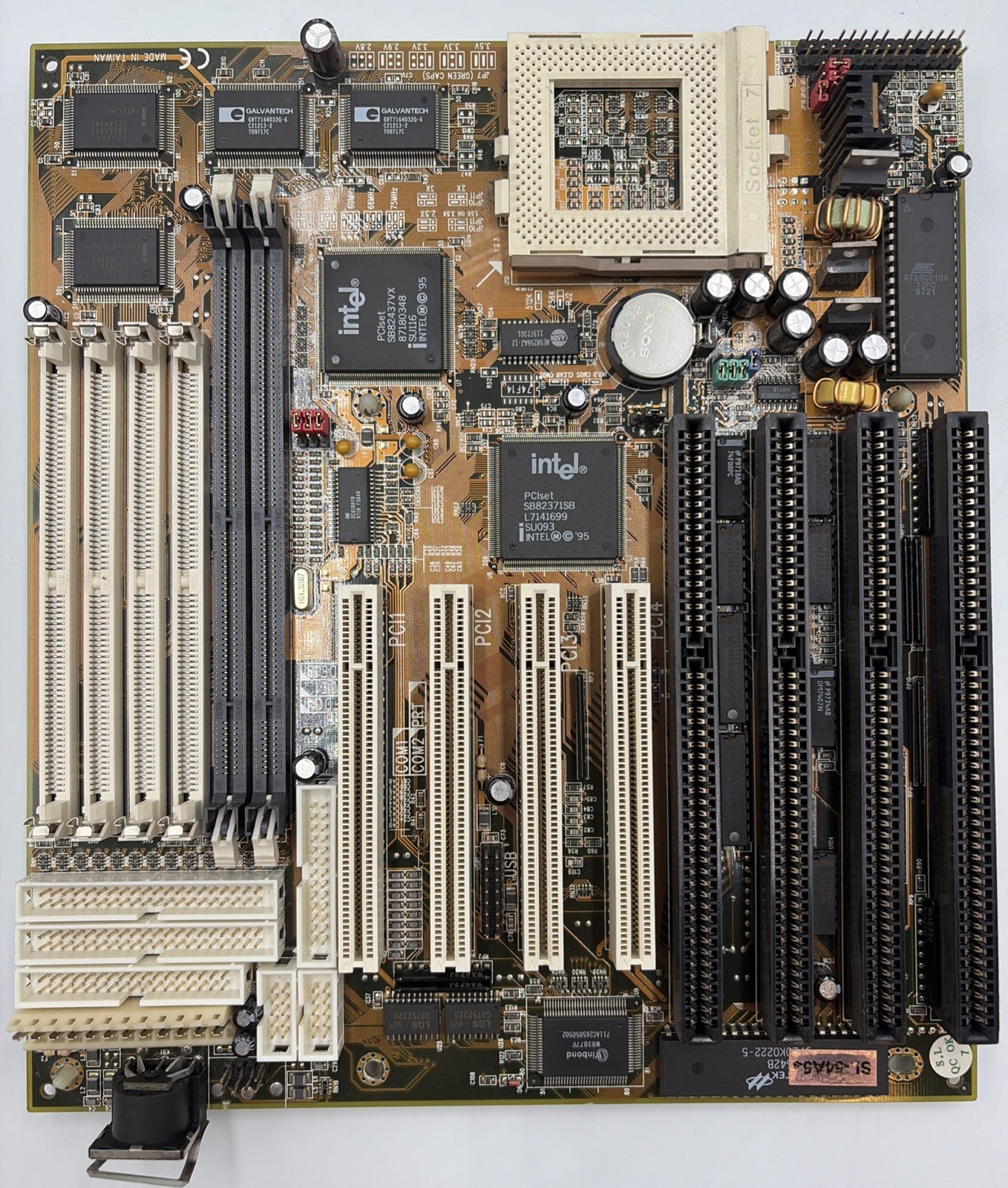 Socket 7 AT Soltek SL-54A5-s PC66 Motherboard DOS SIMM & DIMM Slots Works Rare
