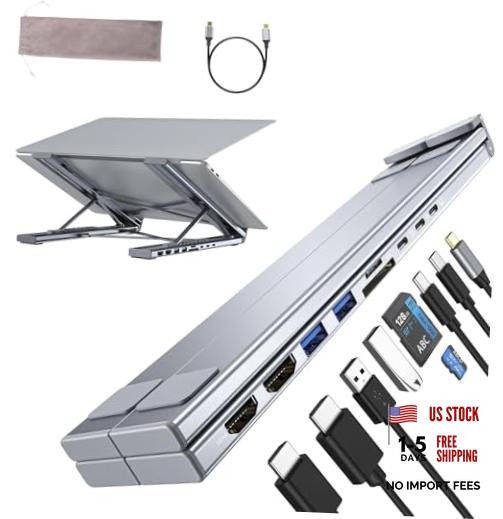 M91 Laptop Docking Station Dual Monitor Stand, 9 in 1 USB C Hub 2 9-in-1 Stand