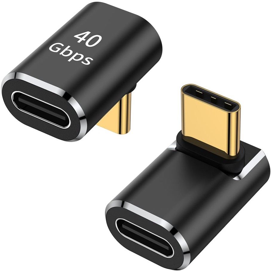 AuviPal USB C 90 Degree Adapter (2 Pack), Up and Down Right Angle L Shape USB Ty