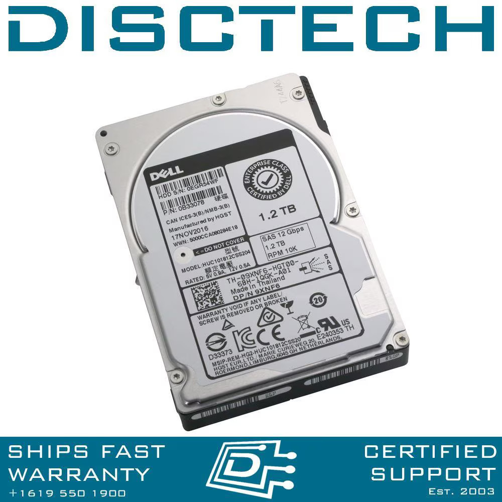 Dell 9XNF6 / Hitachi 0B33078 / HUC101812CSS204 1.2TB 10K 2.5" 12Gbps SAS HDD