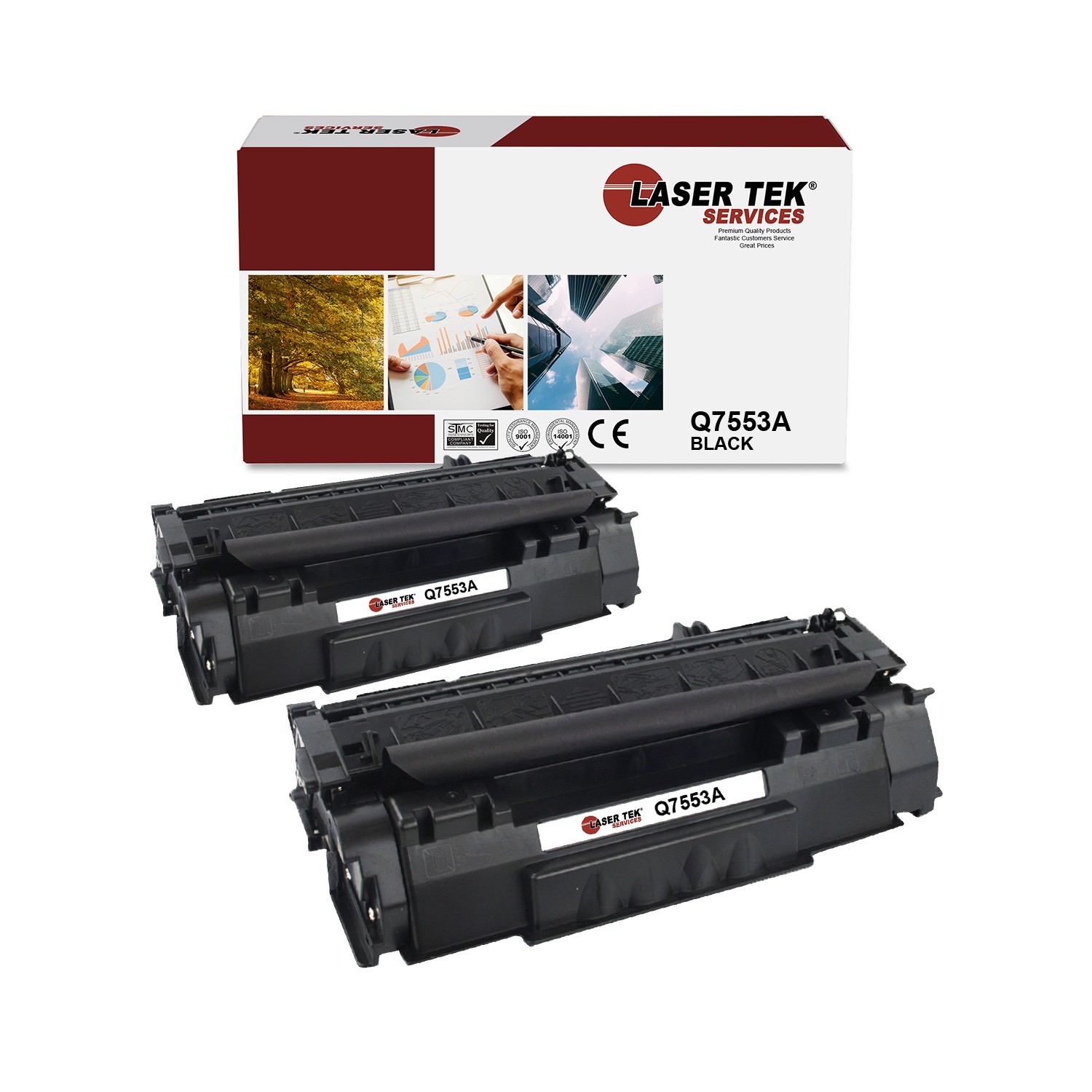 2Pk LTS 53A Q7553A Black Compatible for HP LaserJet M2727 M2727nf MFP Toner
