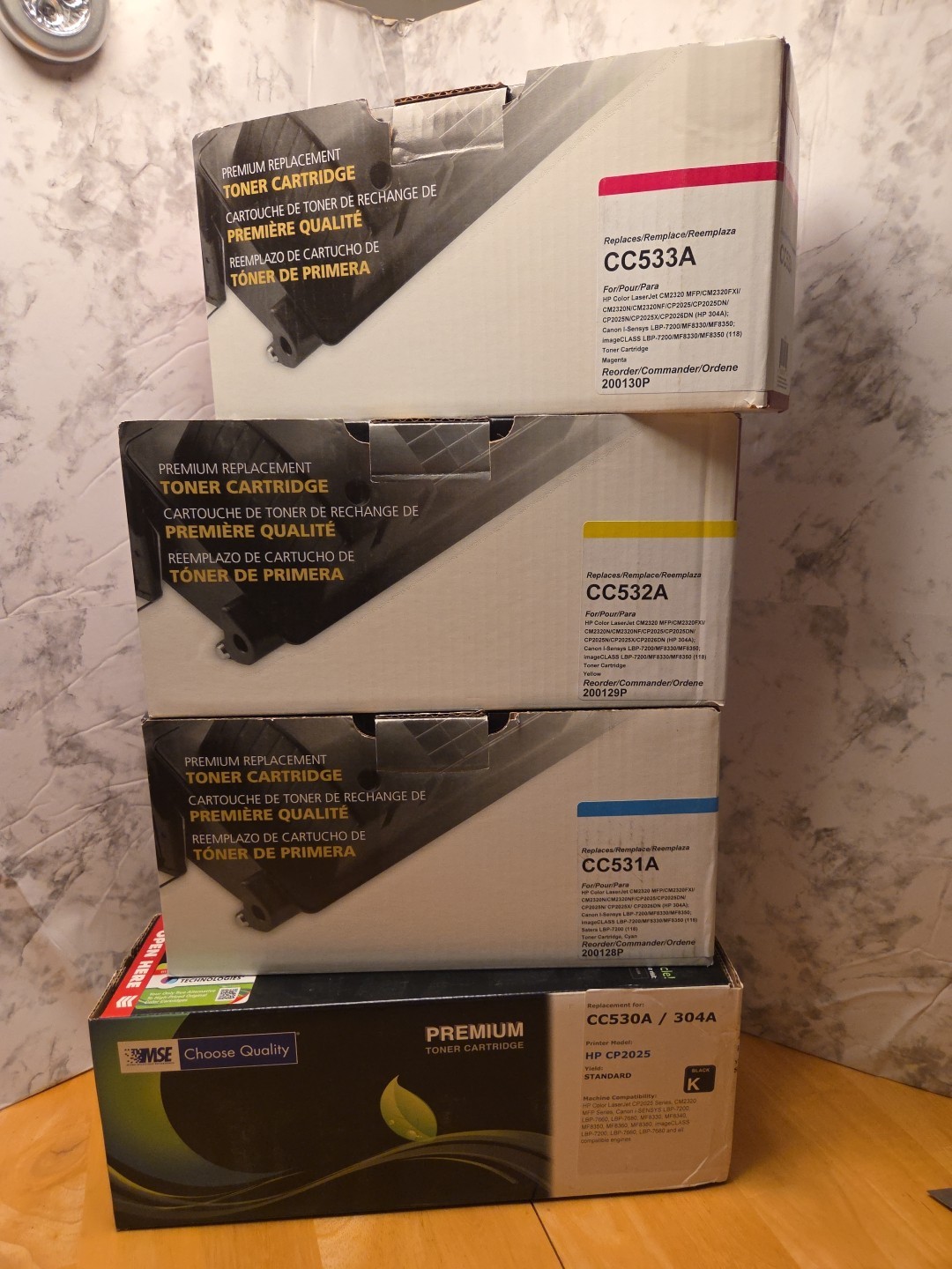 Clover Cyan-Magenta-Yellow-Black Toner Cartridge HP 304A-CC531A  CC533A CC532A