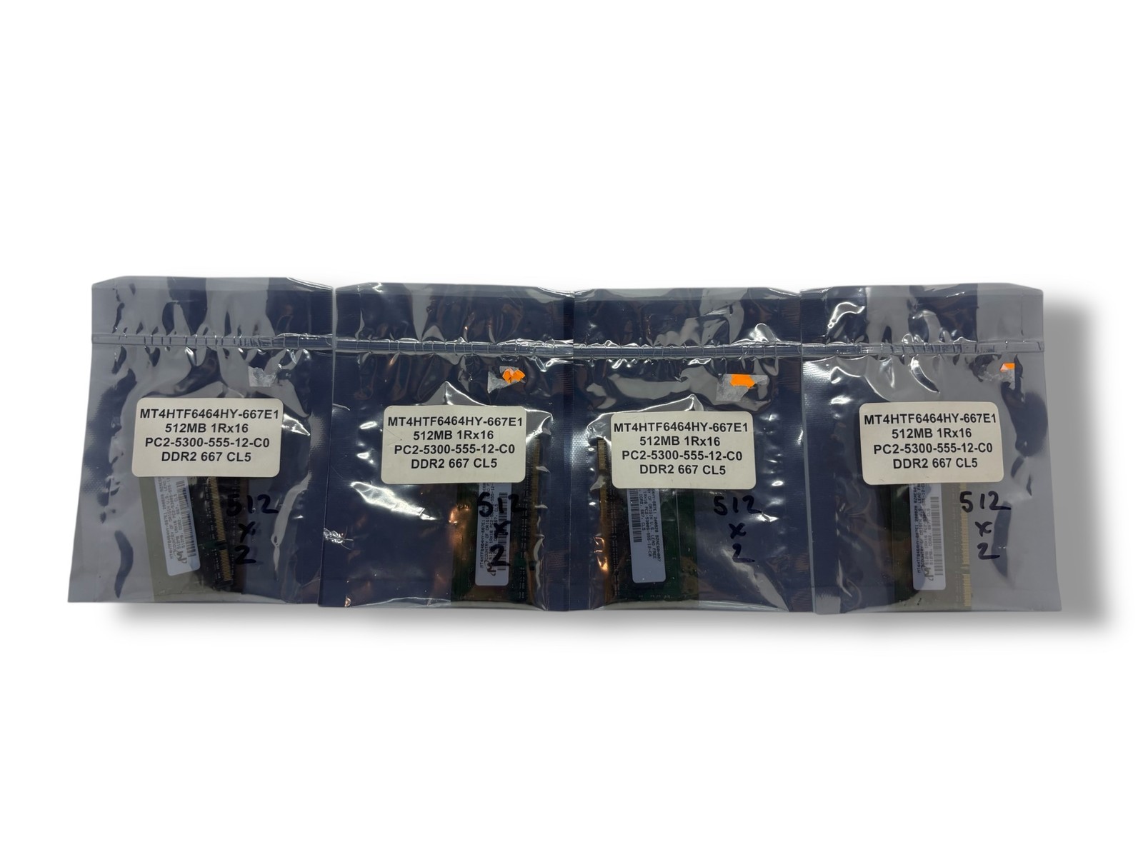 Lot of 8 Micron 512mb 1Rx8 PC2 5300U-555-12HYMP564U64CP8-Y5 AB-T
