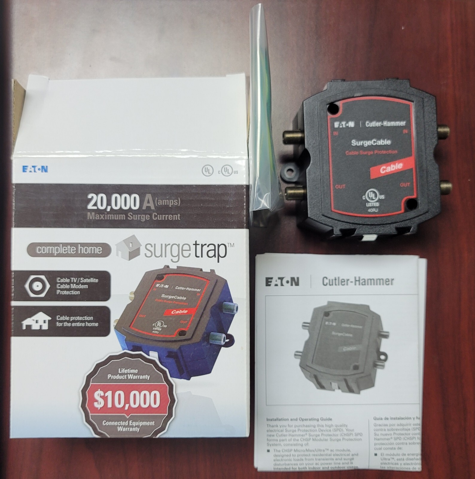EATON COMPLETE HOME SURGE TRAP CABLE PROTECTOR 20,000 AMP - NEW IN BOX