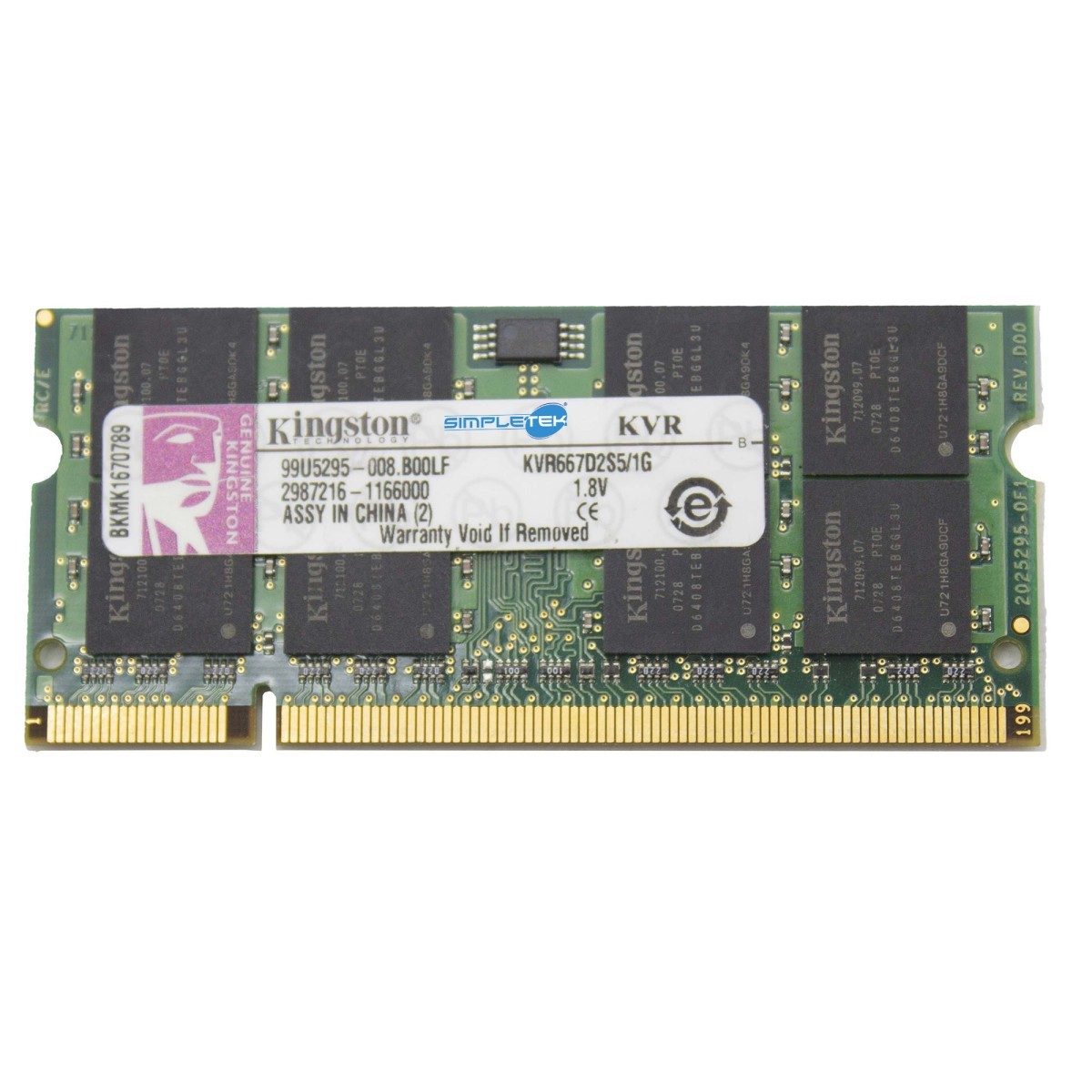 KINGSTON KVR667D2S5/1G 1GB PC2 DDR2 667MHZ SODIMM MEMORY BANK RAM MODULE | PC2