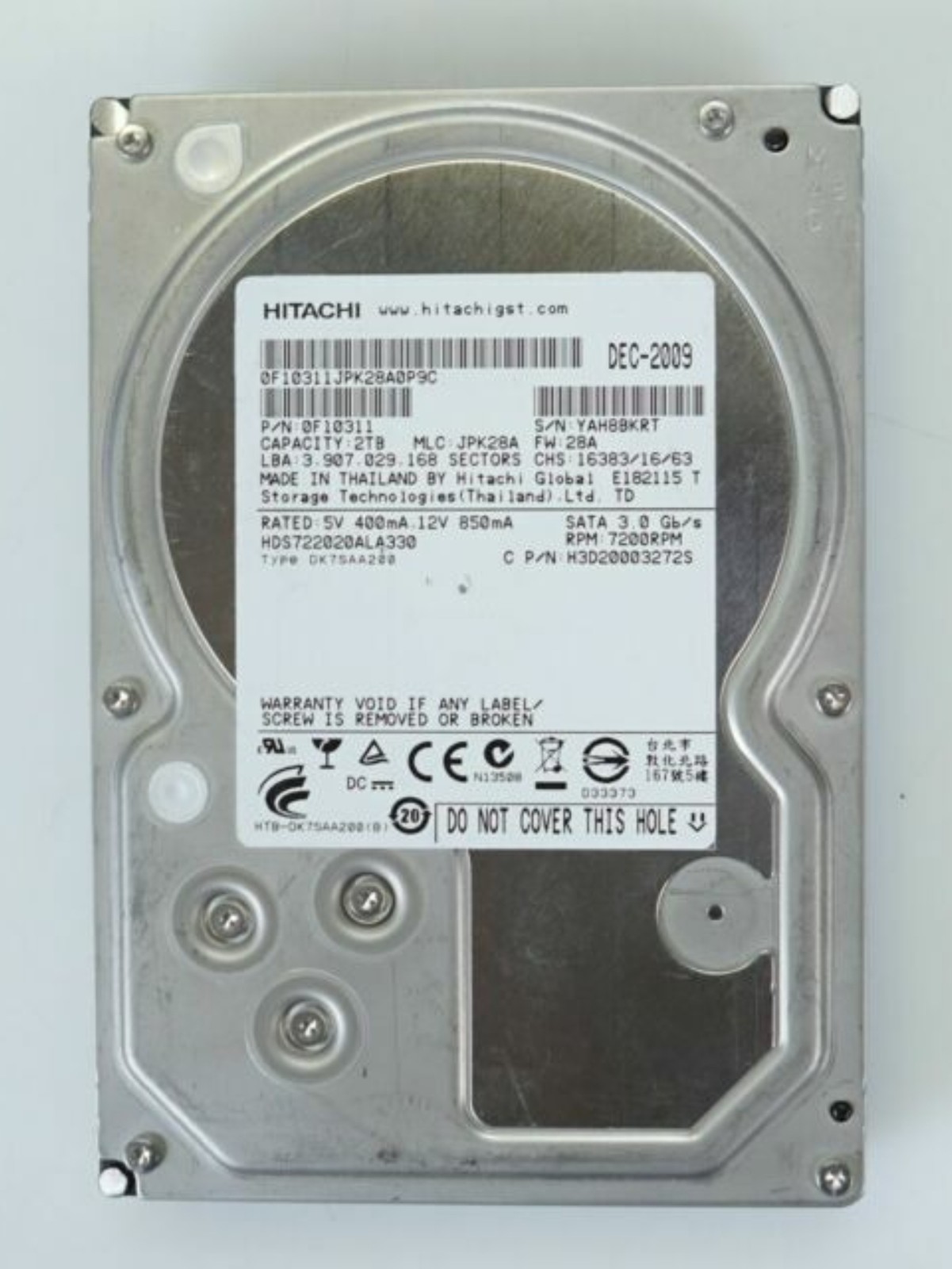 FIT FOR Hitachi 2TB,Internal,7200 RPM (HDS722020ALA330) Desktop Hard Disk Drive