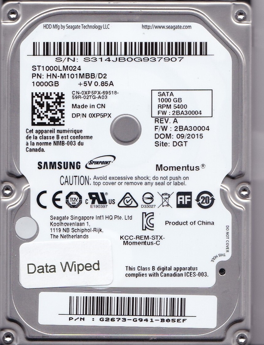 ST1000LM024 p/n: HN-M101MBB/D2 s/n: S31  2015 1TB SATA *PAUNI_L2958*PA VID=0011