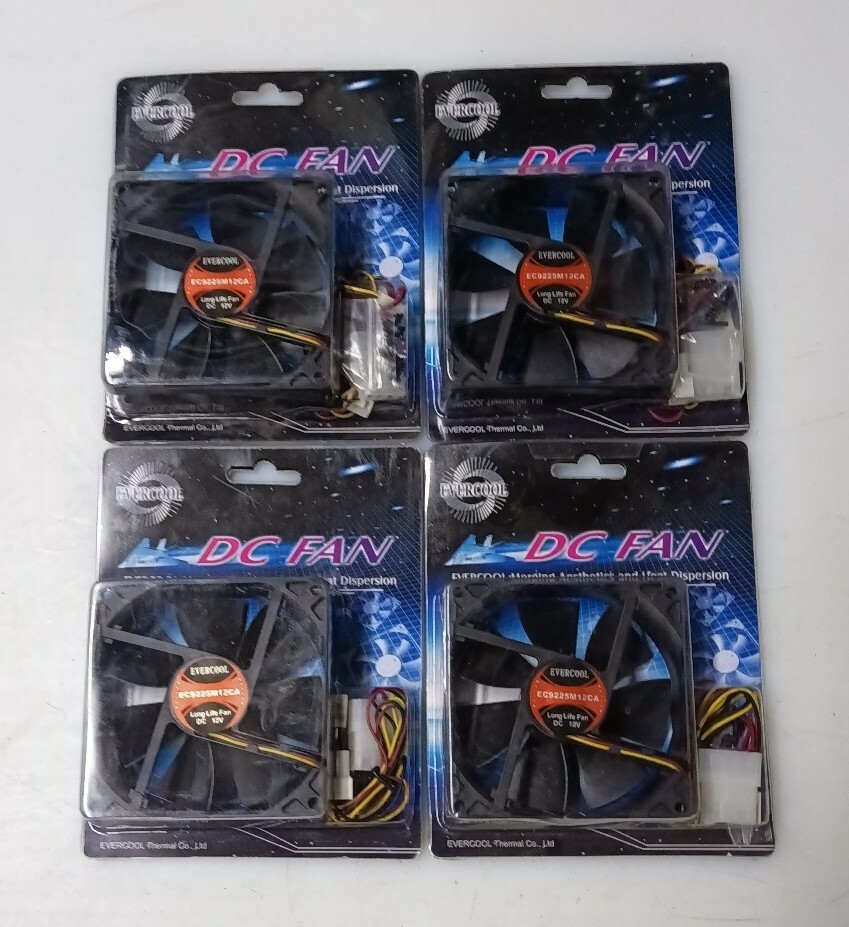 4x EverCool #(EC9225M12CA) 92mm 2200RPM  Ball  Bearing 12VDC Cooling Fans