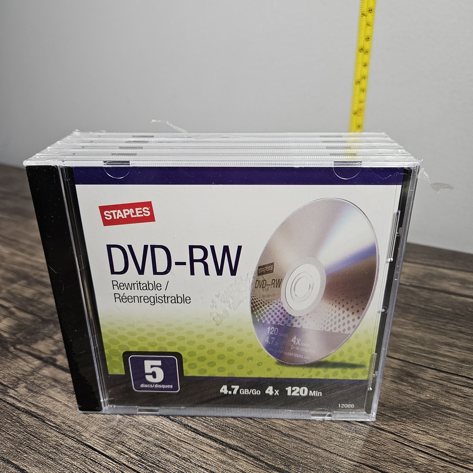 Staples DVD-RW 5 Pack 120 MIN. 4.7 GB Rewritable 5 Disc Set New Sealed 