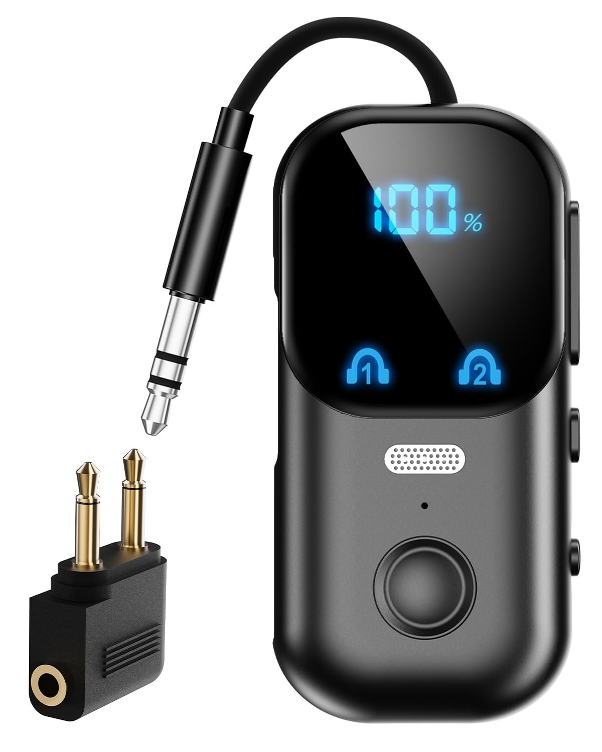 2-in-1 Bluetooth Transmitter Receiver with 3.5mm AUX for TV/Car/Airplane