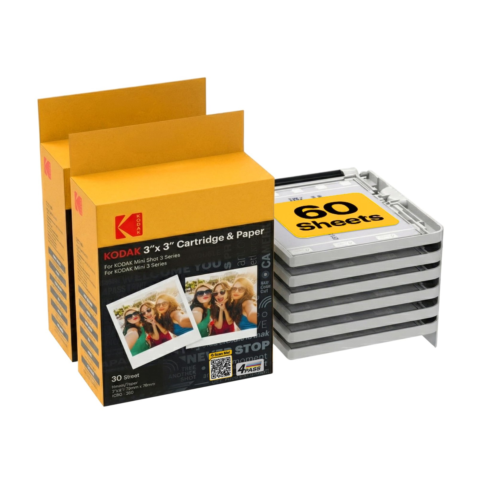 4PASS 7.5 x 7.5 cm Film Cartridge 60 Sheets for Mini 3 Retro and Mini Shot 3 ...