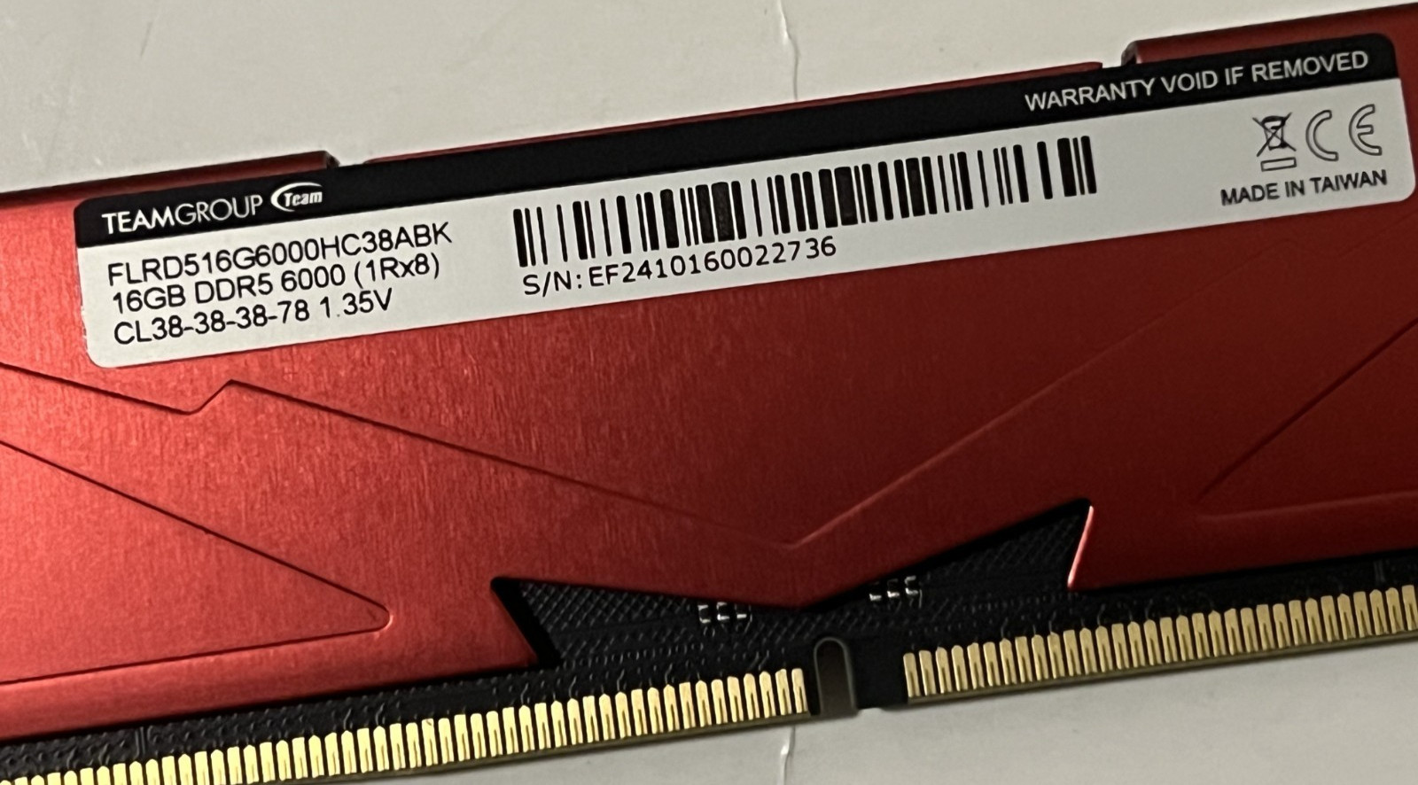 TEAMGROUP T-Force Vulcan 16GB | DDR5-6000 | 1Rx8-PC Memory-FLRD516G6000HC38ABK